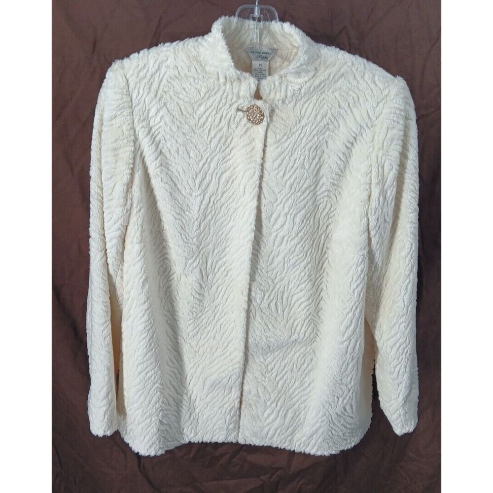 Laura Ashley White Plush Formal Short Coat - Size PS